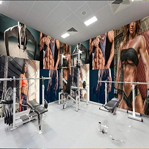 Papel   Tapiz 3D Mural Fitness Fondo Decoración para el hogar Retro Gym_Fitness Wallpaper_350Cm (W) X250Cm (H)