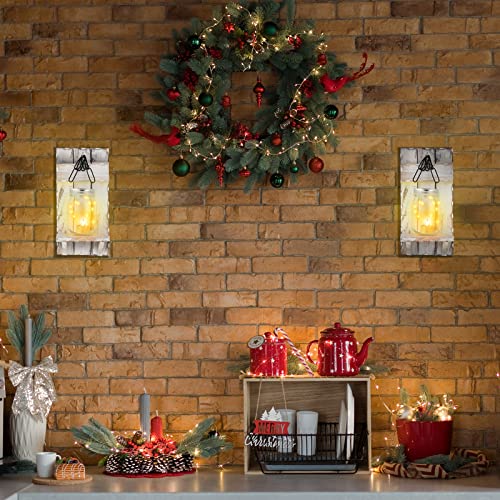 Ftureera Rustic Wall Sconces Decor, Mason Jar Sconces Wall Art Hanging Design With Led Lights, Farmhouse Wall Candle Holder Hanging Decorations For Living Room, Bathroom, Kitchen - Clearance Items #TOP7