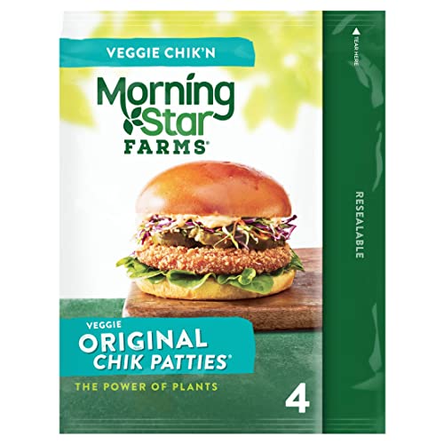 Morningstar Farms Meatless Chicken Patties, Plant Based Protein Vegan Meat, Frozen Meal, Original, 10Oz Bag (4 Patties) #TOP28