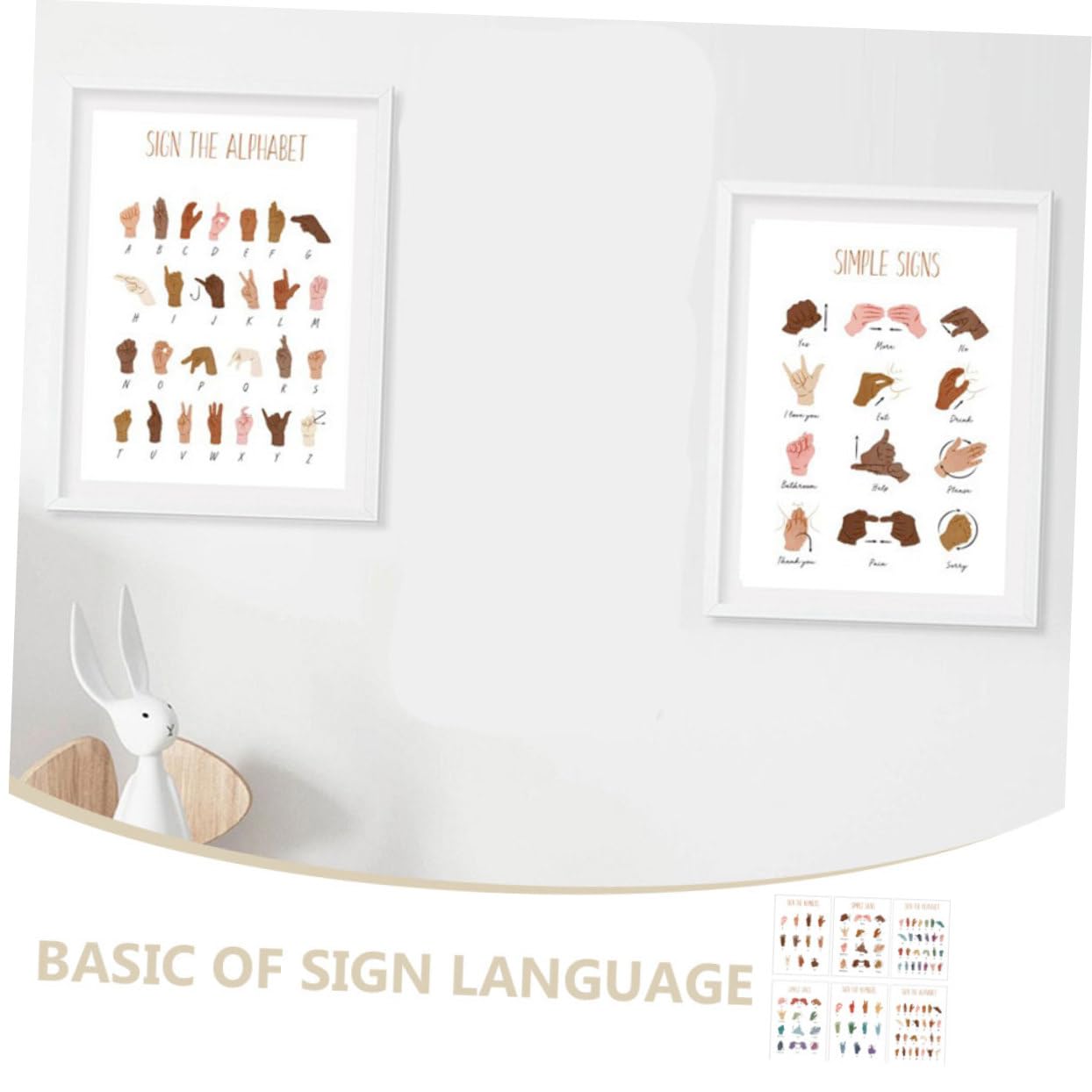 MUCKLILY 30pièces Posters Alphabet Et Chiffres Langue Pour Garçon Fille Décorations Murales Éducatives Pour Salle De