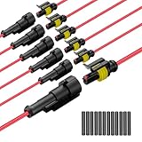 Lesnlok 1 Pin Connector Waterproof,16 AWG 1 Wire Connector, Automotive Electrical Connector with Heat Shrink Tubing, Automotive Truck, Marine Wire Connection, 6 Sets (16 AWG-1 Pin, 6)