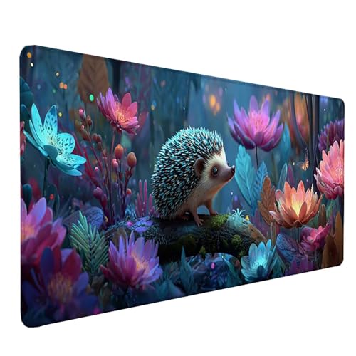 Tapis de souris XXL hérisson 100x50 cm avec bords cousus pour bureau