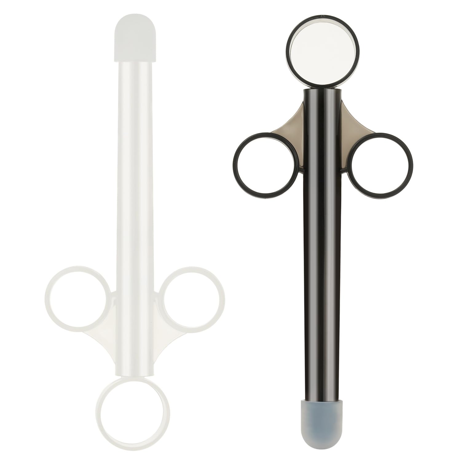 Lube Applicator for Women Man, 2PCS Injector with 10ml Scale Smooth Rounded Cap, Reusable, Easy to Clean (Black-White)