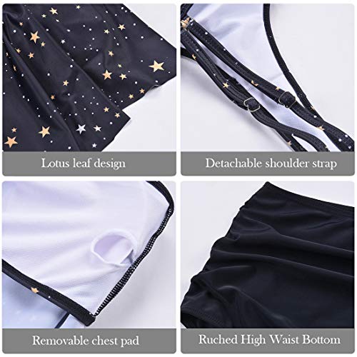 Image of Women High Waisted Bikini Swimsuit Flounce Vintage 2 Piece Bathing Suits