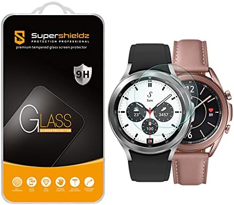 Supershieldz (2 Pack) Designed for Samsung Galaxy Watch 3 (41mm) / Galaxy Watch 4 Classic (42mm) / Galaxy Watch (42mm) Tempered Glass Screen Protector, Anti Scratch, Bubble Free