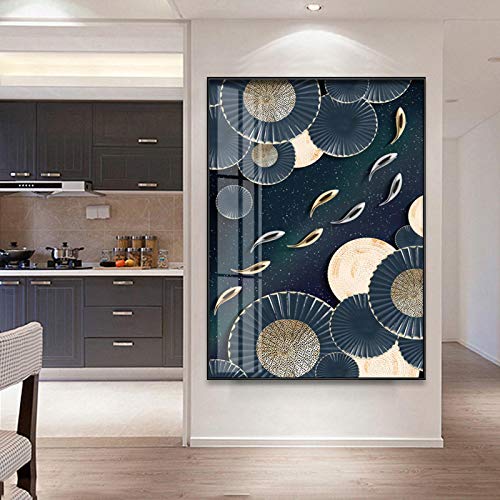 Peinture bleu rouge de poisson doré pour un salon chic