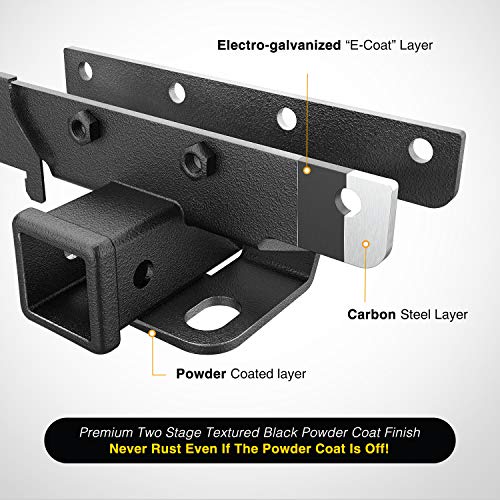 Image of Nilight 2 Inch Rear Bumper Tow Trailer Hitch Receiver Kit Compatible for 2018 2019 2020 2021 2022 2023 2024 2025 Wrangler JL JLU 4 Door and 2 Door Unlimited (Exclude JK Models)