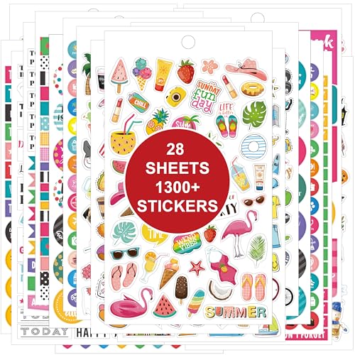Planner Stickers Pack - 1300+ Unique Planner Stickers on 28 Sheets The Ultimate Collection for Journaling Scrapbooking Water Bottle & Laptop Decoration for Adults & Teens