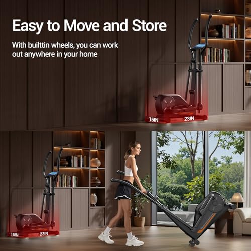 CURSOR Elliptical Exercise Machine, Elliptical Machine for Home with Hyper-Quiet Magnetic Driving System,8 Levels Resistance, 350LBS Weight Capacity,Compact Elliptical with 12IN Stride & LCD Monitor - Image 5