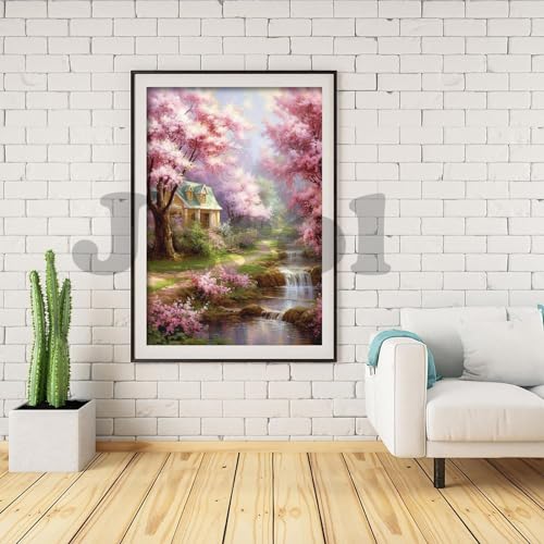 Image of Jasol Diamond Painting Kit, 40x30 Cms, Full Drill, 5D Crystals, Home Wall Decor Gift Set (Pink Forest M45624)