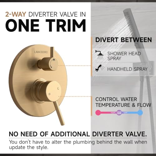 Image of Lava Odoro Champagne Gold Rain Shower System Faucet Set, SF104-CB