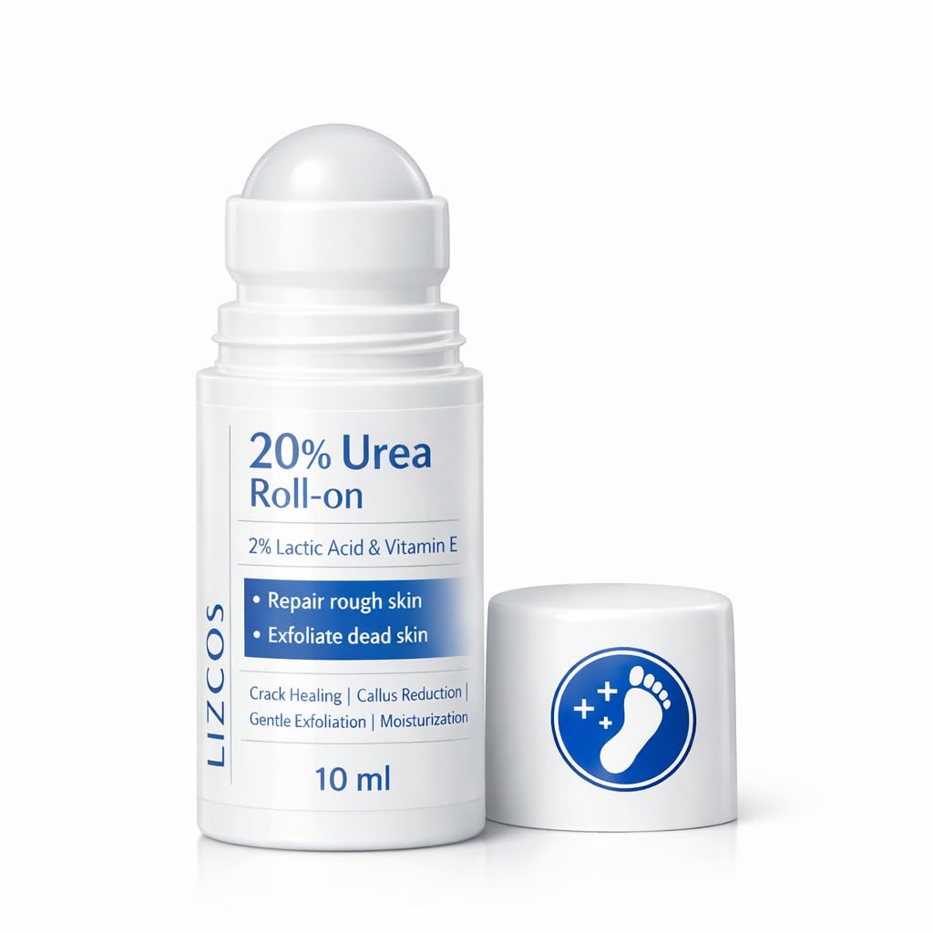 20% Urea Roll-On for Feet – With 2% Lactic Acid & Vitamin E | Crack Heel Repair, Callus Remover & Dead Skin Exfoliator | Deep Moisturizing Foot Care for Dry, Rough Skin (PACK OF 10ML)