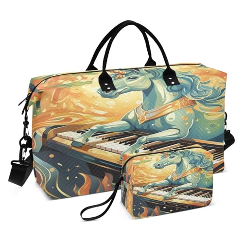 Cool Unicorn Horse Sports Swim Gym Bag Weekender Duffel Travel Bags Handbag with Makeup Storage Bag for Girls Men