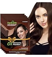 Herbishh Travel Pack Hair Dye Color Shampoo in Sachet + 1pc Argan Hair Mask Sachet (Dark brown, 5...