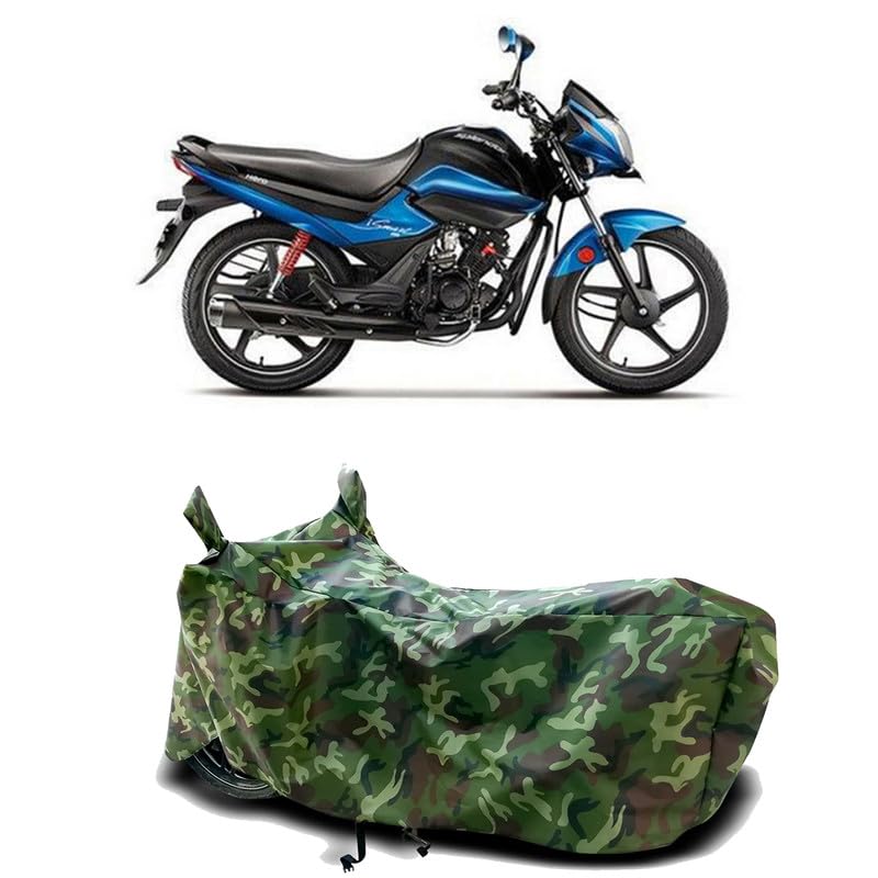 Image of DUFFEL-100% Heat Protection Two Wheeler Bike /Scooty Body Cover for Hero Splendor iSmart BS6 BS6 Water Resistance /UV-Rays /Birds Dropping /Scratchproof /Dust Proof /Waterproof[Green Jungle Print]