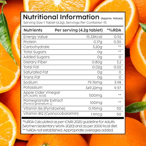 Image of THE PLANT FIX Apple Cider Vinegar Effervescent Tablet with mother | Supports Metabolism & Appetite Control I With 500mg ACV, Vit B6 & B12 I No Maltodextrin, No Added Sugar I Pack of 1 (15 tablets)