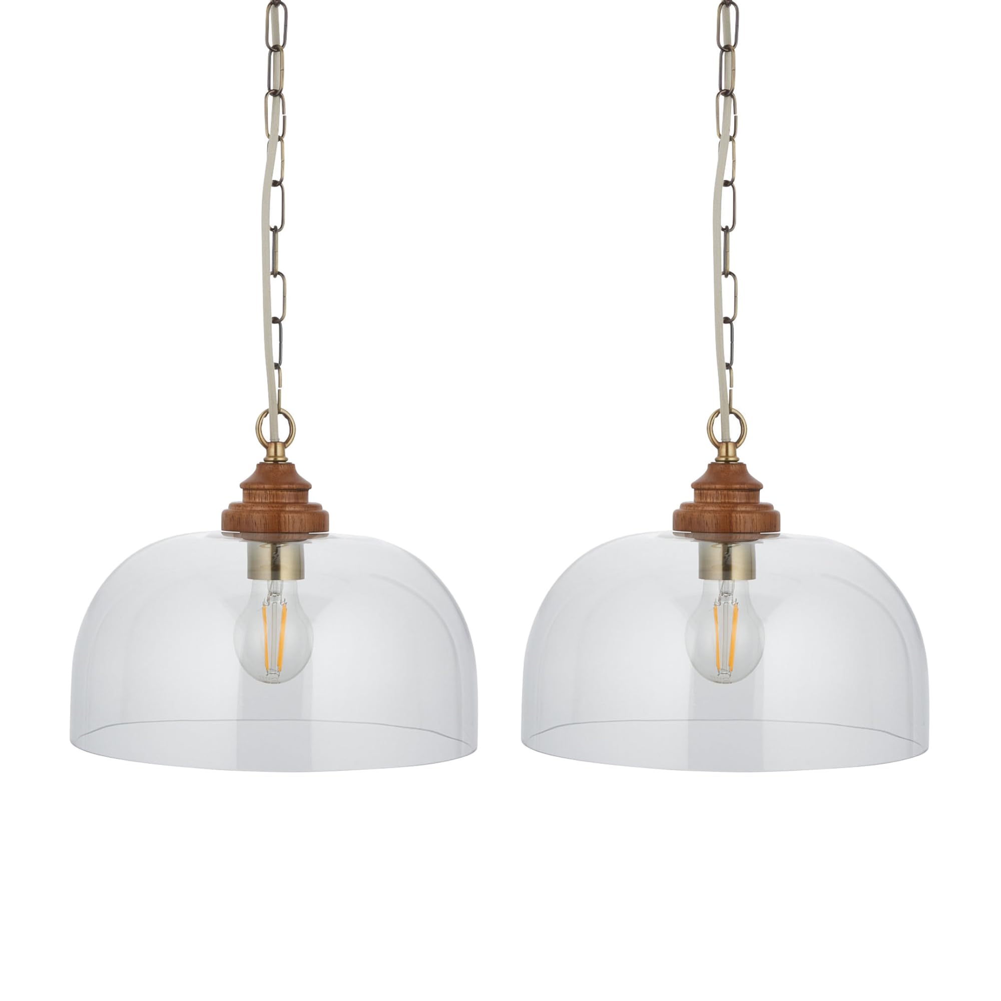 First Choice Lighting - Rutherford Pendant Light - Antique Brass with Wood - Bronze