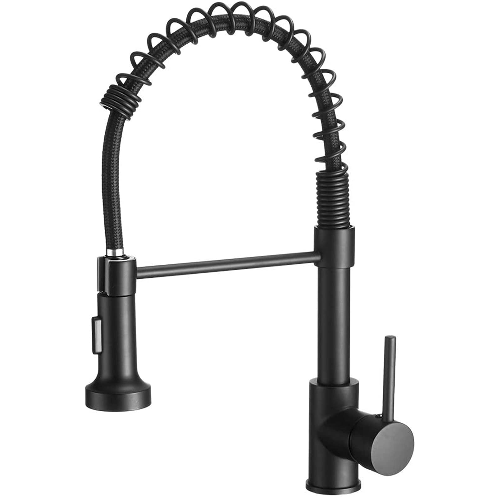 Lmysxaoz Nero Kitchen Faucets, Solid Brass Single Handle Lever Pull Down Sprayer Spring Sink Faucet High-Arc Mixer Tap,Brushed Gold(Nero)