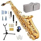 STRICH Kit de saxophone alto en cuivre pour débutants, comprenant une sangle de cou, un bec et des anches, destiné à la pratique à la maison et aux orchestres scolaires, SSA 31