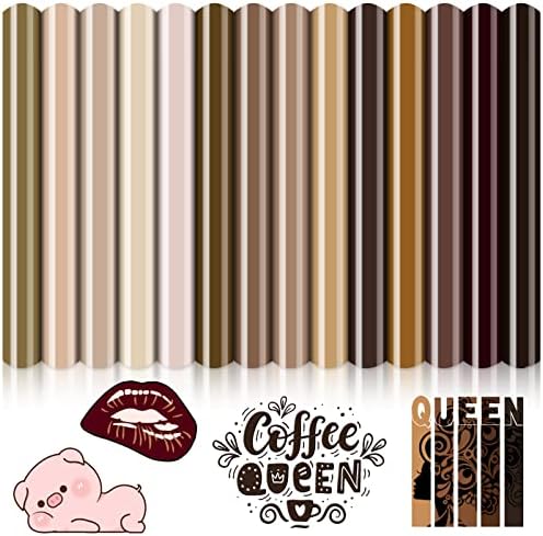 Skin Tone Heat Transfer Vinyl Brown HTV Melanin Vinyl Cream Barely Beige Iron on Vinyl DIY Queen T-Shirts Clothing Bags for Cricut Silhouette Cameo