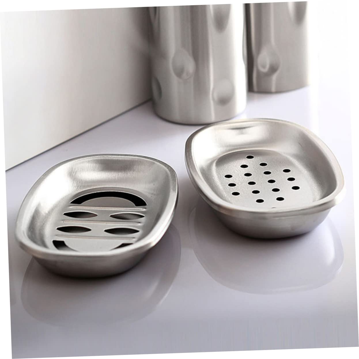 Zerodeko 3piezas Jabonera De Acero Inoxidable De Doble Capa Drenaje Soporte para Jabón Ovalado para Baño y Cocina Fácil De Limpiar