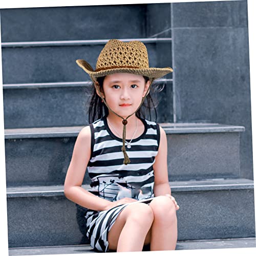 BESPORTBLE Boy Girl Straw Beach Hat Wide Brim for Sun Outdoor Hat for Boy Girl for Beach Park Pool and Vacation Activities Light Yellow3
