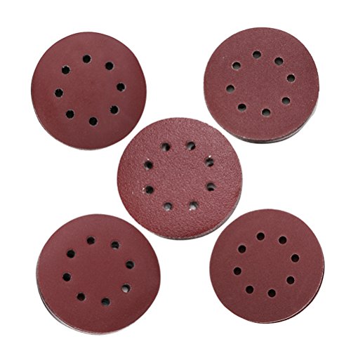 UKCOCO 60pcs carta vetrata grana a gancio e loop da 5 pollici Disco abrasiva a grana grossa da 8 fori 40/60/80/120/180/240