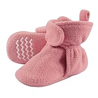Hudson Baby Unisex Cozy Fleece Booties, Strawberry Pink, 0-6 Months