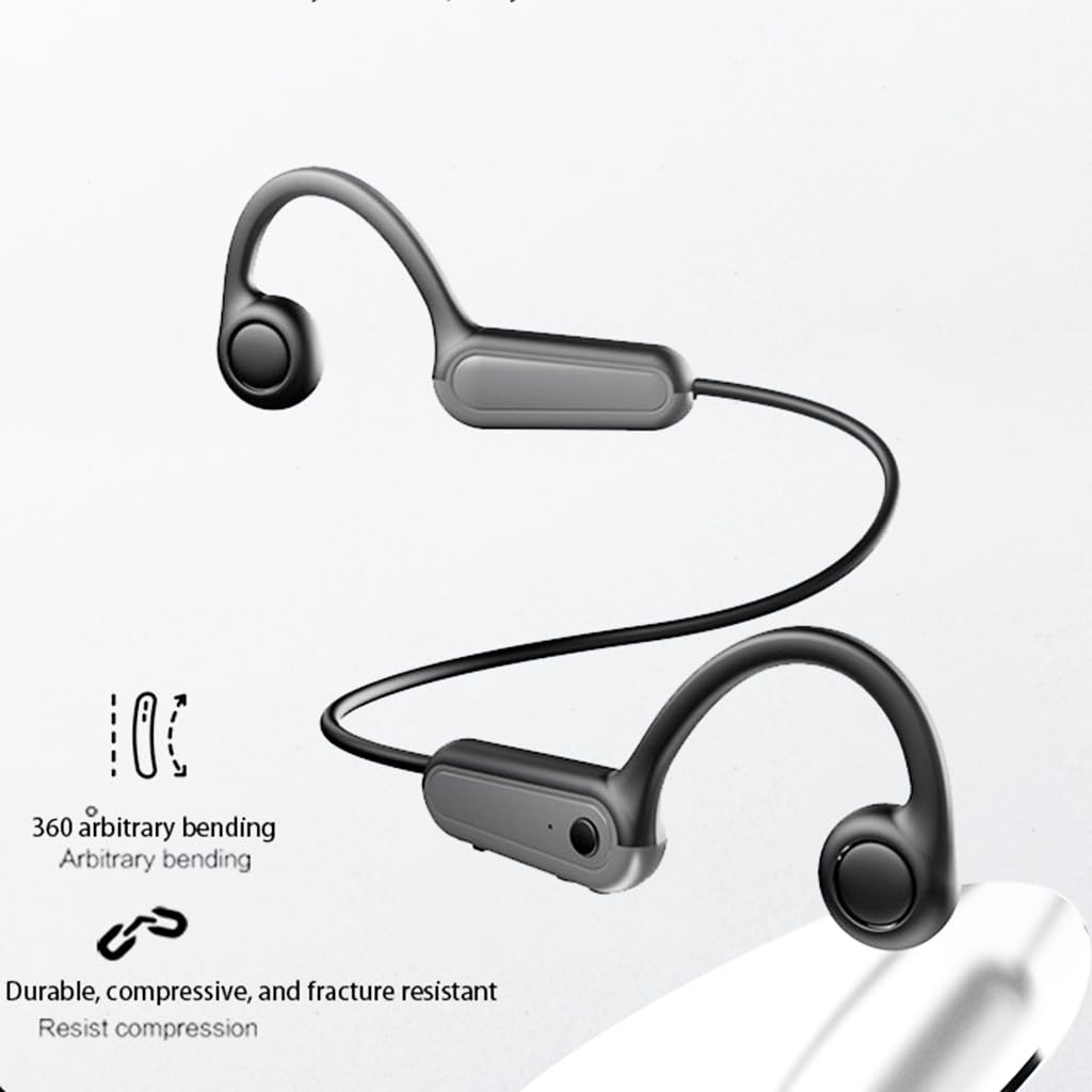 AYI True Bone Conduction Casque Oreille Ouverte Sans douleur Écouteurs stéréo Bluetooth pour Conduite Vélo Course Ski B8 Blanc