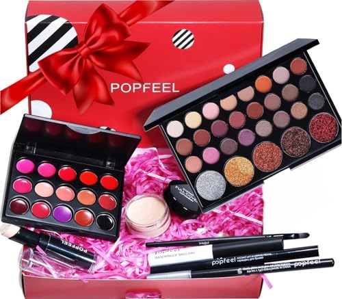 MKNZOME Kit per Trucco Completo, Cosmetico Valigetta per Principianti Set Trucchi Make Up Completo con Lucidalabbra, Palette di Ombretti, Mascara, Eyeliner, Spazzola, Set Trucco da Donna Travel