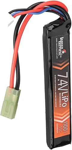 Miniatura 2 de Lancer Tactical LiPo Airsoft Batería de alto rendimiento 7.4V 1100mAh 20C Stick - Conector Dean, diseñado para Airsoft M4 (incluye bolsa de carga de