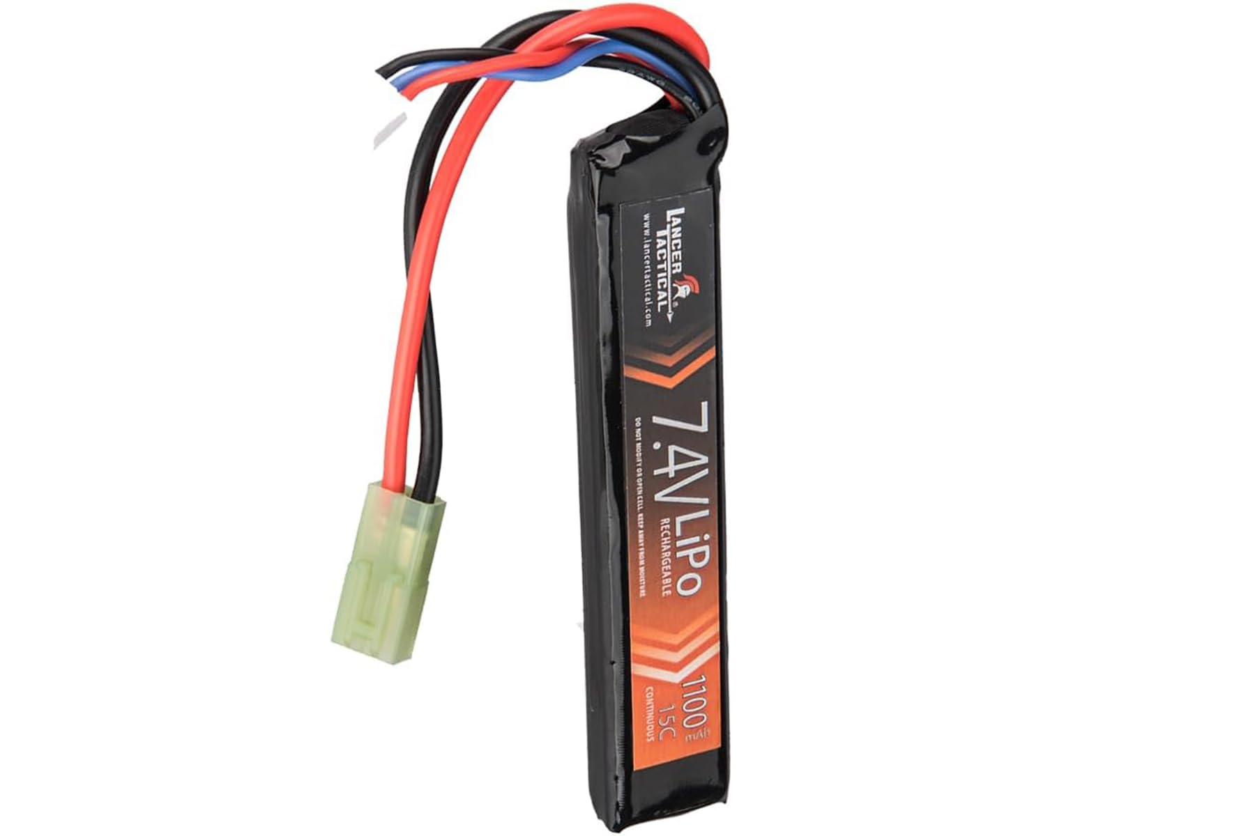 Amazon.com: Lancer Tactical Airsoft Lipo Battery 7.4V 1100mAh 15C Stick  w/Safety Charging Bag 4.25 X 0.4 X 0.75 inches (Tamiya Connector) : Sports  & Outdoors