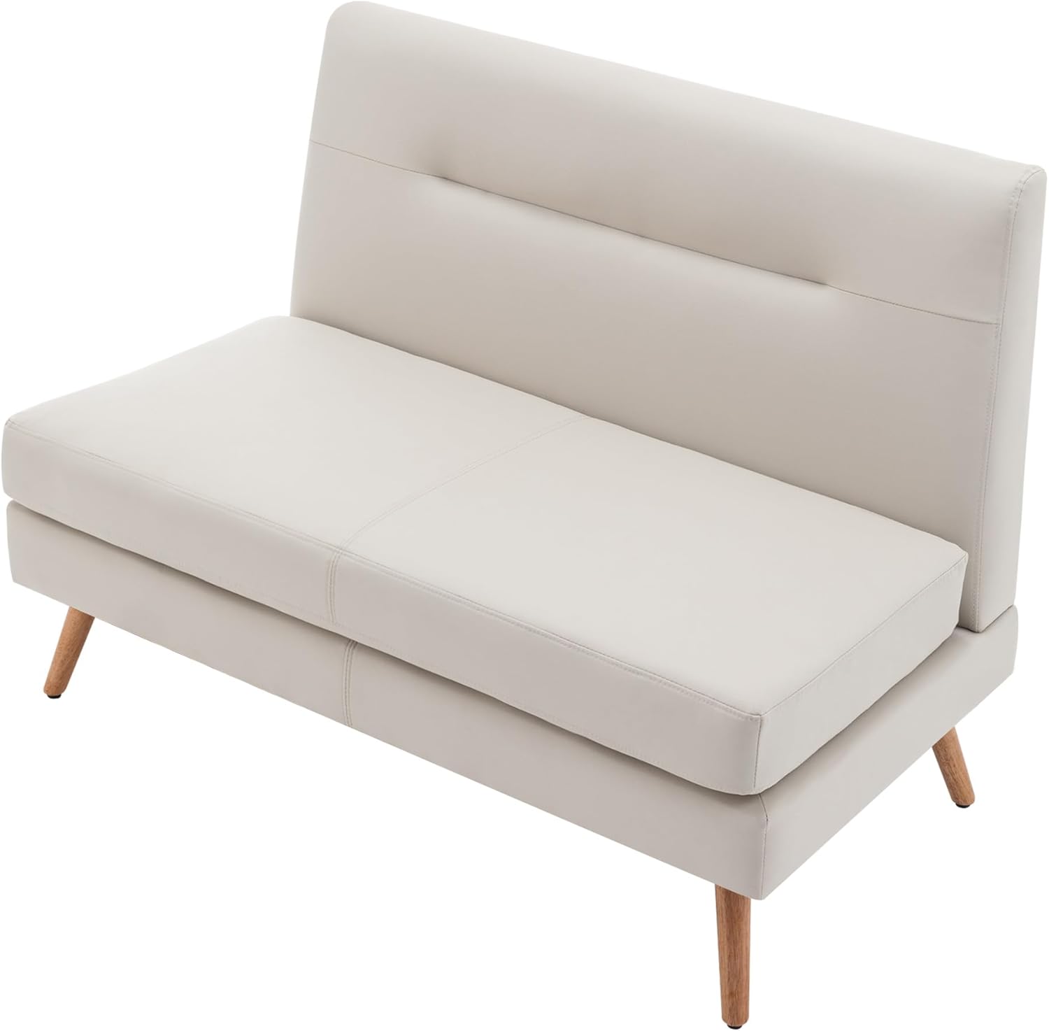 Yongqiang Upholstered Settee Bench with Back Small Loveseat Sofa Faux Leather Dining Bench Banquette Seating for Kitchen Dining Room Living Room Mini Couch Beige