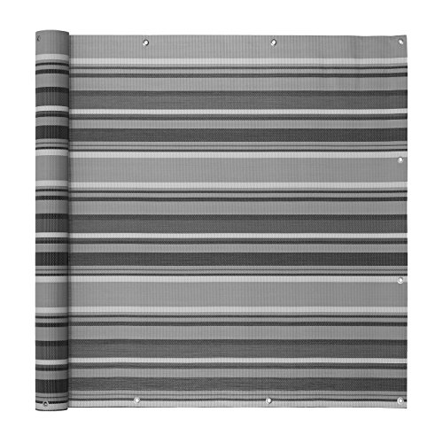 Ventanara® Balkonverkleidung Sichtschutz PVC Balkonumspannung Zaun Verkleidung Blende Windschutz Folie 300 x 90 cm Grau gestreift
