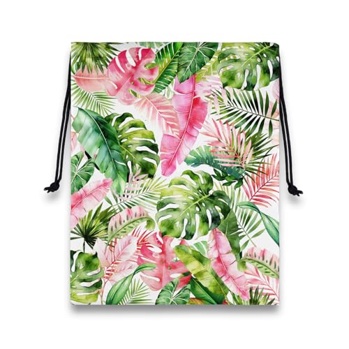 Image of Palm Leaf Grip Bag for Gymnast Botanical Drawstring Athlete String Bag for Gym