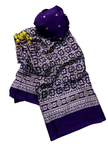 Image of SATIKA VASTRAM Modal Silk Ajrakh Saree Bandhani Design Crepe Printed Designer Pallu Attach Blouse Piece