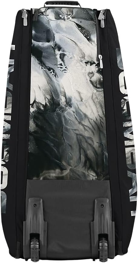 Boombah Beast Rolling Bat Bag 2.0-40" x 14" x 13" - Glacier Black/White - Holds 8 Bats, Glove and Shoe Compartments