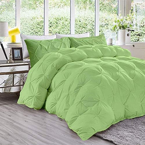 Disha Bedding Soft 500 GSM Sage 3 Piece Pinch Pleated Emperor King Size Comforter Set (Comforter + 2 Pillowcases) 1200 Thread Count Egyptian Cotton Duvet Insert