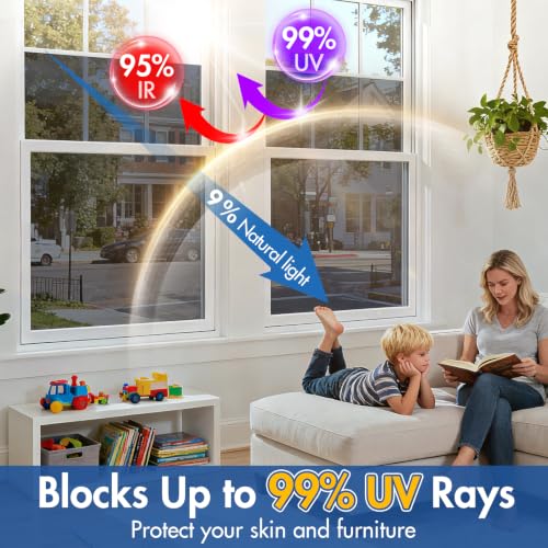 Image of Coavas One Way Privacy Window Film with 3 Tools, Reflective Window Tint for Home, Daytime Privacy See Out Not in, Heat Control & UV Blocking Adhesive Covering for Bedroom Office,23.6 x 78.7Inch,Black