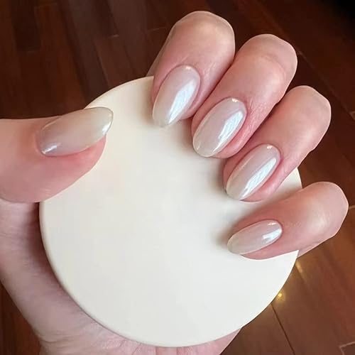Miniatura 6 de Polvo de uñas cromado blanco claro de luna, polvo de uñas Aurora Pearl Chrome, efecto de espejo perlado mágico, brillo holográfico, polvo de
