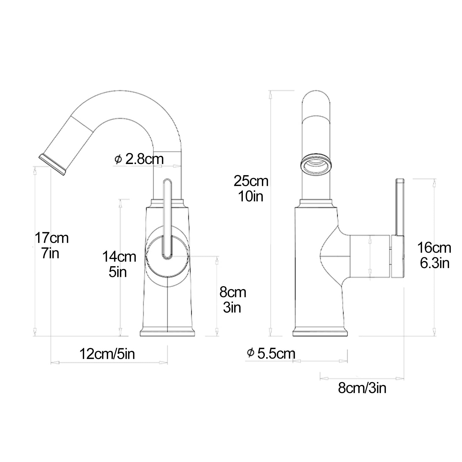 Rubinetto Bagno Lavabo, Rubinetti for Acqua Calda e Fredda Rotanti a 360°, Doppia modalità di Uscita dell'Acqua(Silver)