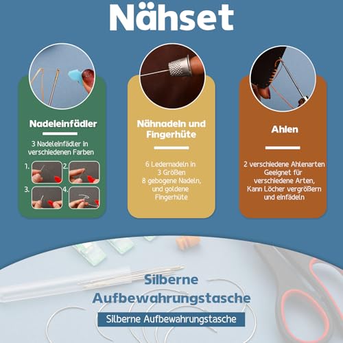 Wamkon 41-teiliges Buchbinde-Set, Buchbindewerkzeuge, Buchbindematerialien, 3-teiliger Falzbein, Buchbinde-Starter-Werkzeuge mit Bindeband, gewachstem Faden, Ahle für DIY-Buchbindehandwerk