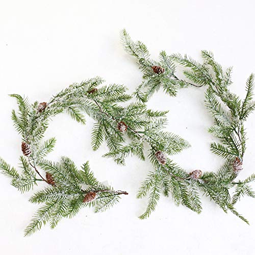 Domeal 2PCS 5.7Ft Artificial Christmas Pine Garlands Decorative Xmas Garlands for Winter Home Christmas Decor