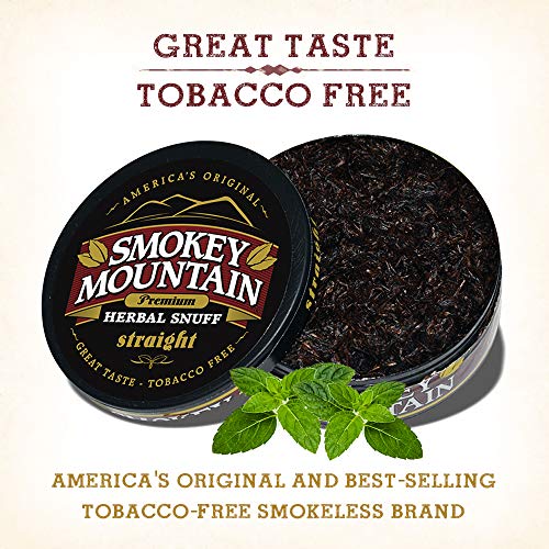 Smokey Mountain Herbal Snuff - Straight - 10-Can Box - Nicotine-Free and Tobacco-Free
