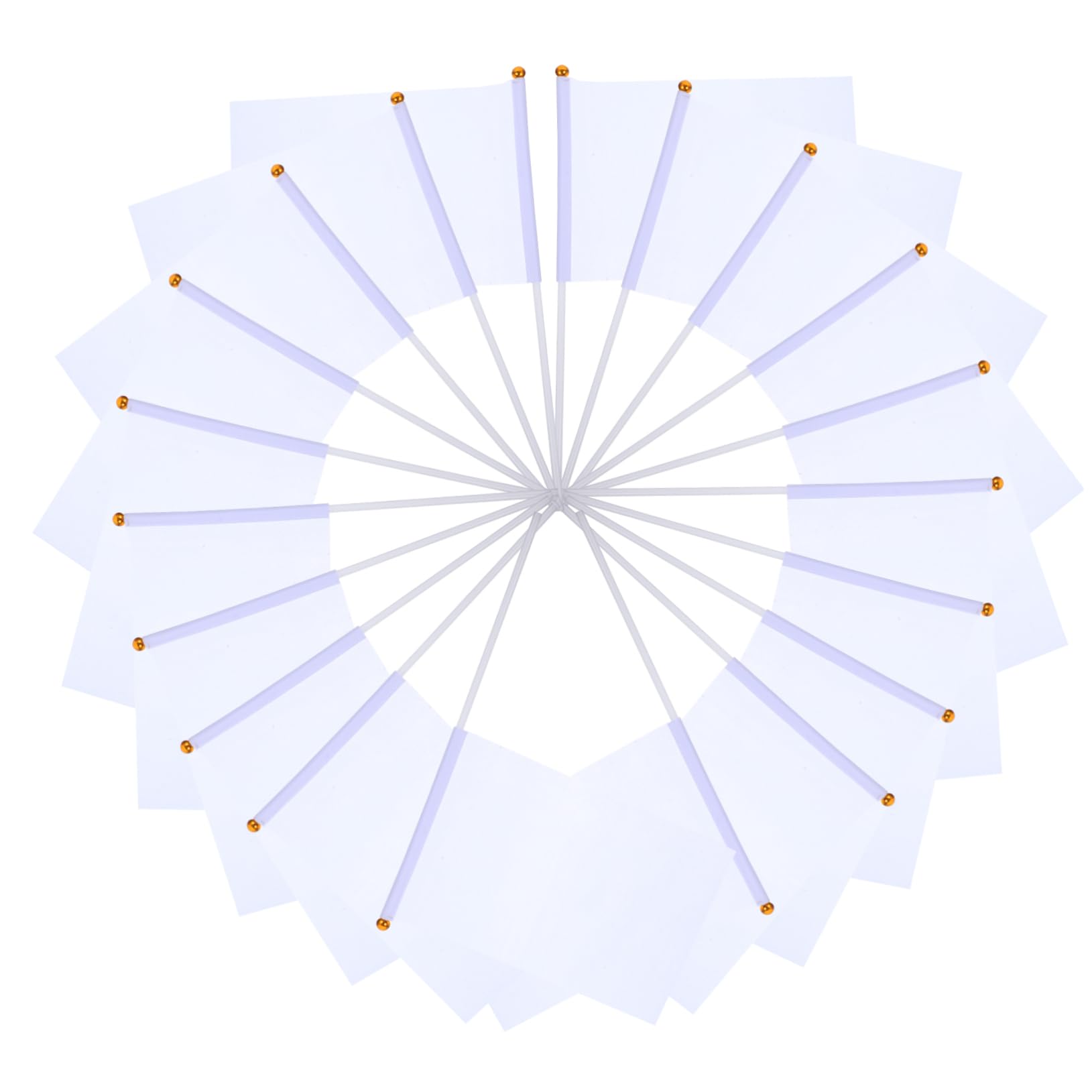 BELLIFFY 20pcs White Hand Cranked Flags for Referees and Events Lightweight Portable Commanding Banners for Racing Parties Sports and Community Gatherings