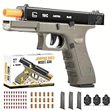 Soft Bullet Gun Toy - Semi-Automatic Handgun with Shell Ejection and Auto Rebound，Gun Toy for Teen Boys (Khaki)