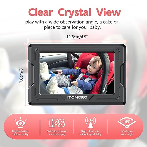 Itomoro Baby Car Camera HD 1080P Dual-Channel Display Car Baby Camera with 2 IR Night Vision Camera, Easily Install 4.3\'\' Car Camera for Baby with Crystal Clear Wide View for Rear Facing Seat