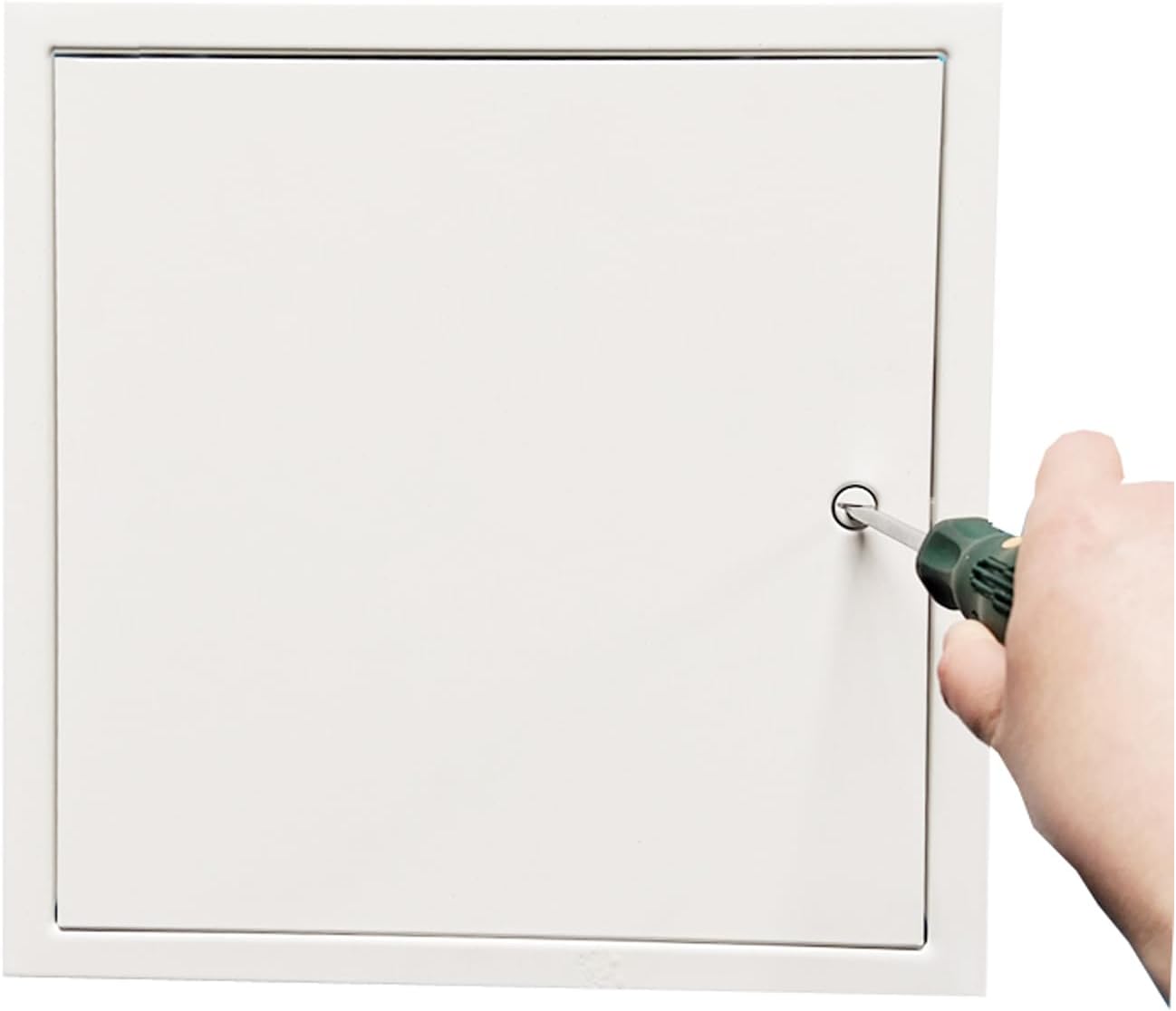 Fengze Steel Access Panel 12 x 12 Inch with 4 Long Fixing Strips White Screwdriver Latch Metal Inspection Door for Wall and Ceiling (300 x 300 mm)