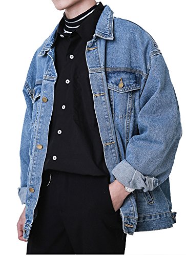 Hotmiss Men's Denim Jacket Casual Button Down Trucker Jacket Jean Coat4