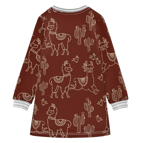 Animals Cacti Girls Dresses Long Sleeve Sweatshirt Dress for Girls Winter Toddler Casual A Line Dresses Size 2-8T2